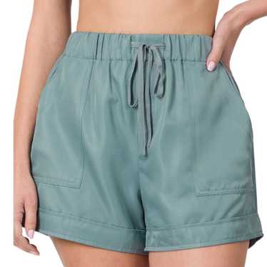 Other Zenana Blue Gray Drawstring Shorts Size Sma… - image 1