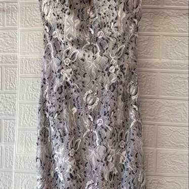 Silver Lace Tight Dress Sleeveless - image 1