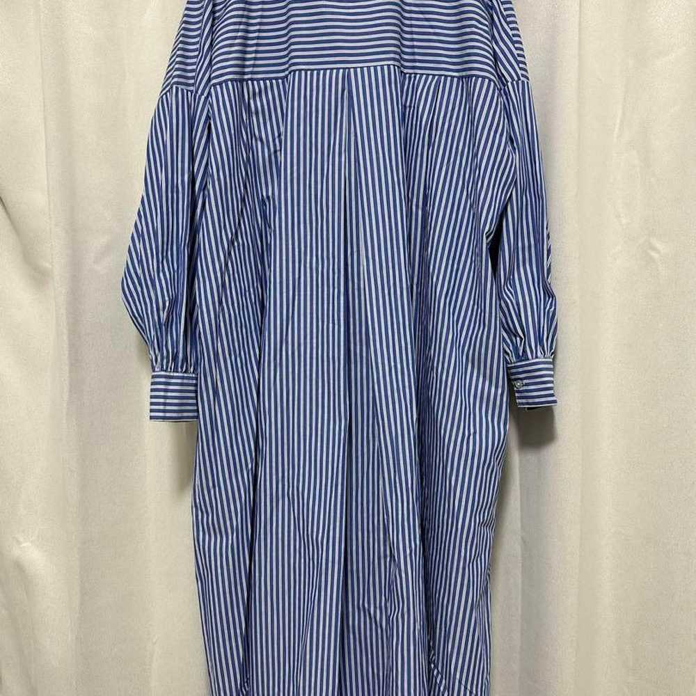 Blue and white striped long-sleeve shirt dress, s… - image 2