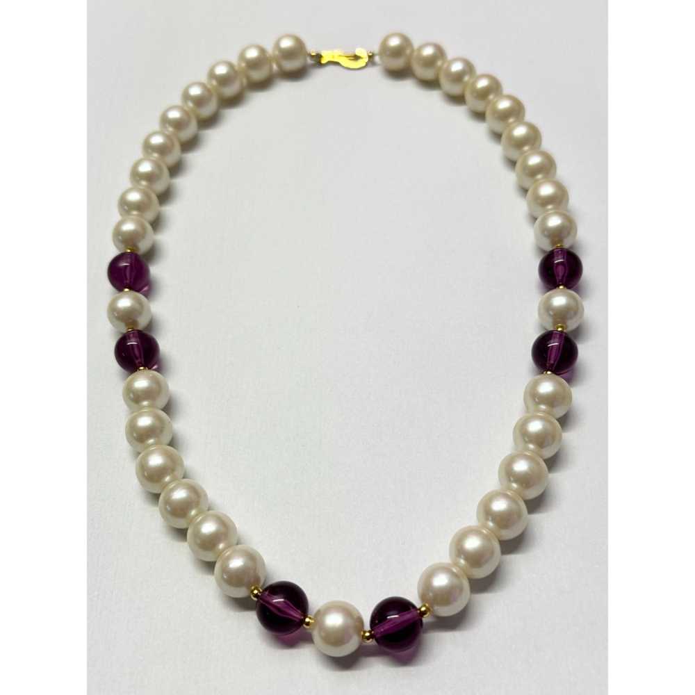 Vintage Vintage purple faux pearl beaded collar c… - image 2