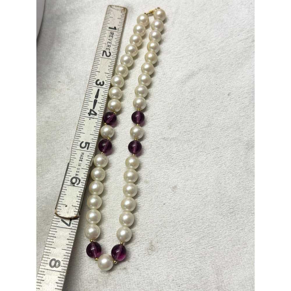 Vintage Vintage purple faux pearl beaded collar c… - image 5