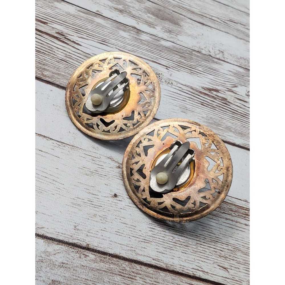 Vintage Clip On Earrings - Statement Earrings Dar… - image 5