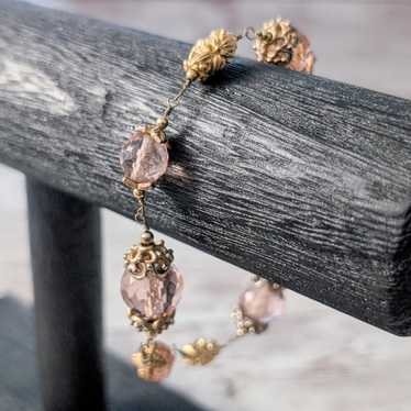 Vintage Clasp Bracelet Pink & Gold Tone - image 1