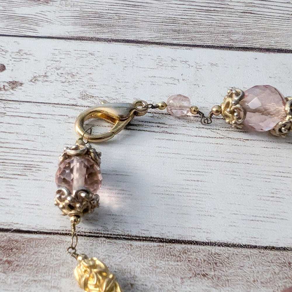 Vintage Clasp Bracelet Pink & Gold Tone - image 7