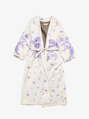 Dries Van Noten White Lilac Floral Embroidered 3/4