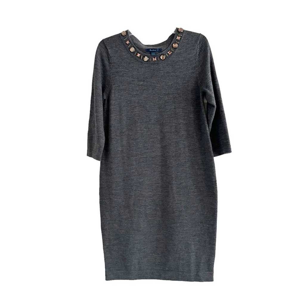 Boden Grey Wool Knit Midi Sweater Dress Wool Bead… - image 11