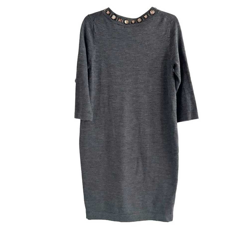 Boden Grey Wool Knit Midi Sweater Dress Wool Bead… - image 2