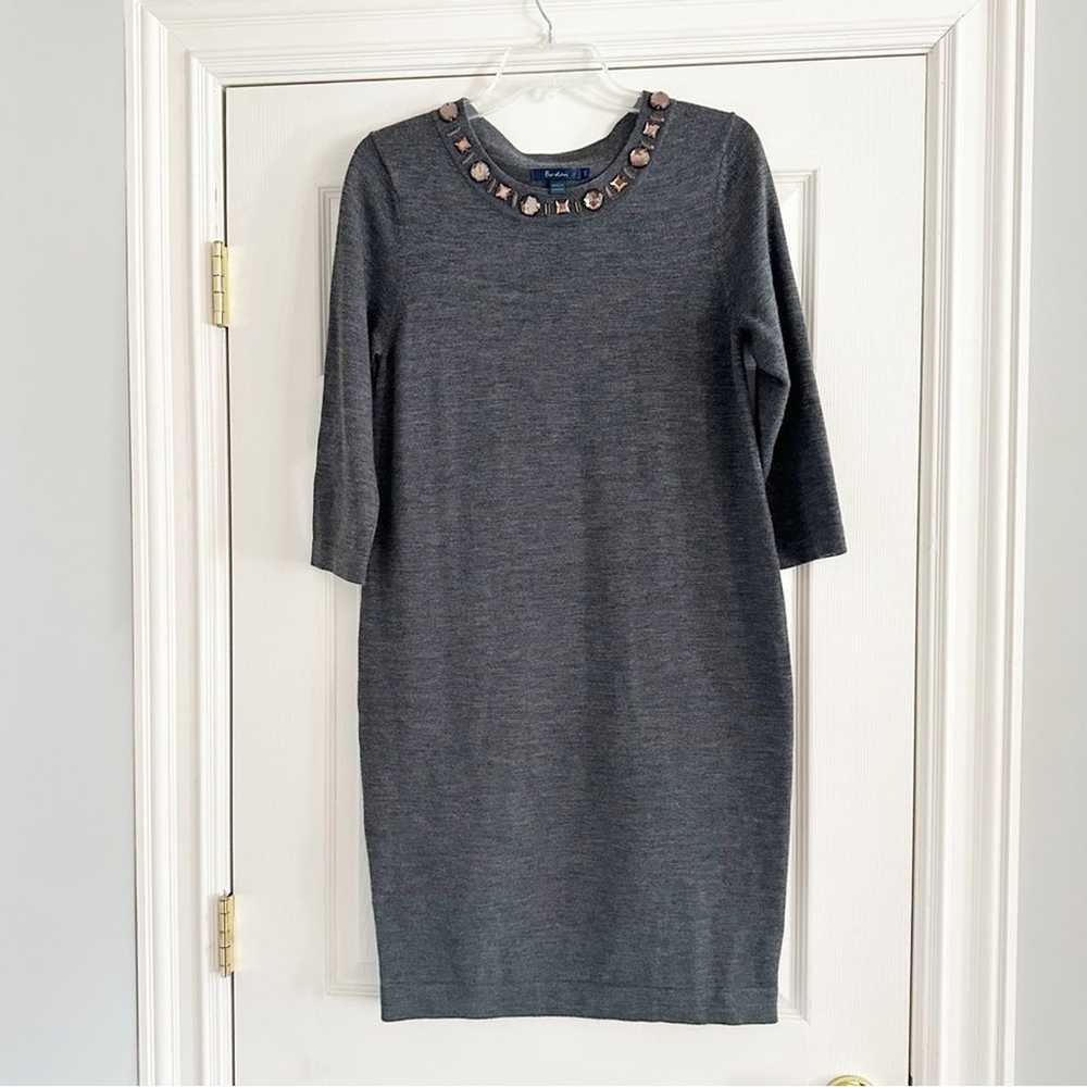 Boden Grey Wool Knit Midi Sweater Dress Wool Bead… - image 3