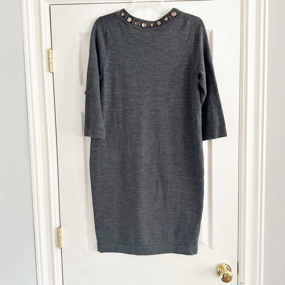 Boden Grey Wool Knit Midi Sweater Dress Wool Bead… - image 4