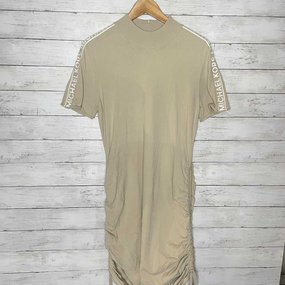 Michael Kors Logo Tape Sleeve Nude Beige Tan Ruch… - image 2