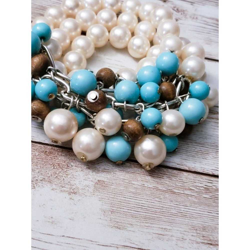 Vintage Bracelet / Bangle - Faux Pearl and Blue &… - image 5