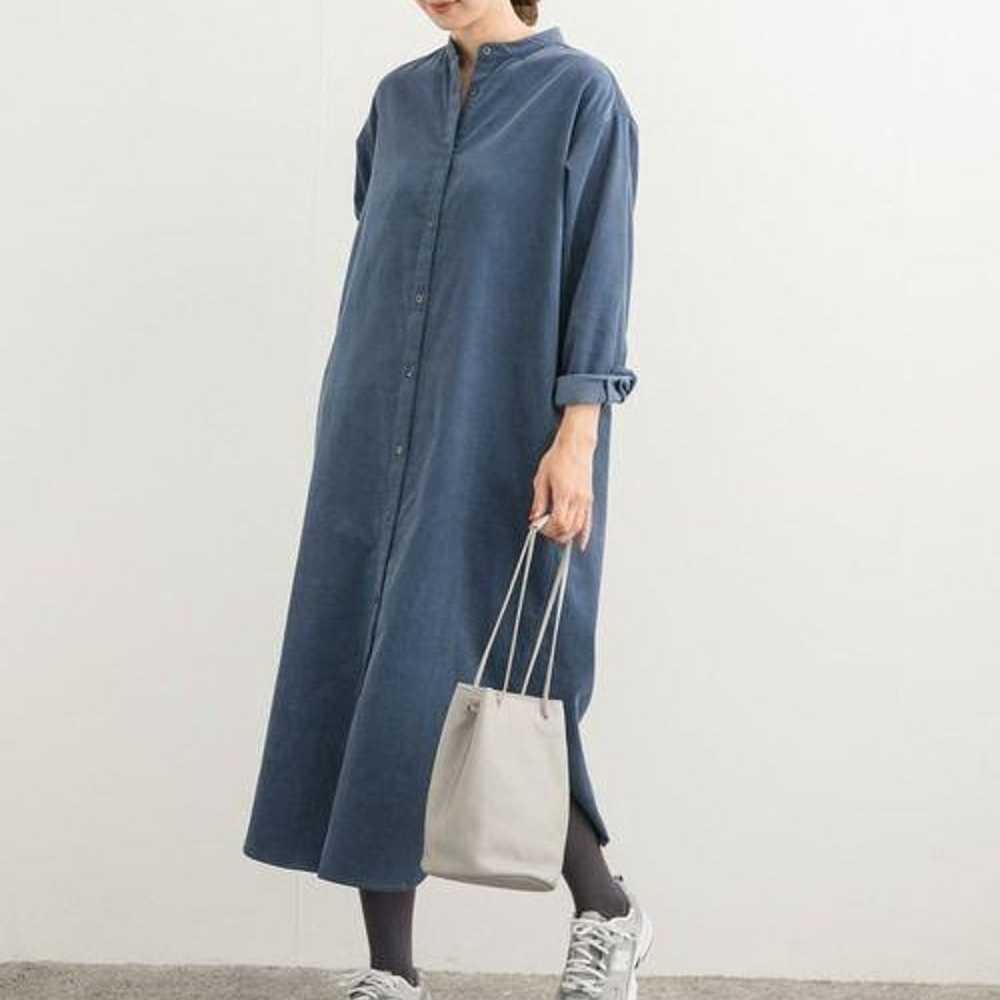 Urban Research Doors Corduroy Shirt Dress Blue S - image 2