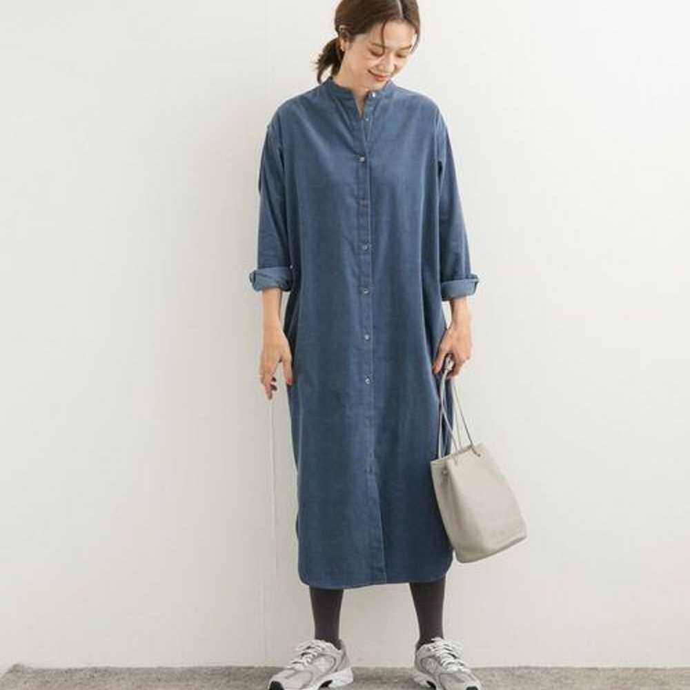 Urban Research Doors Corduroy Shirt Dress Blue S - image 4