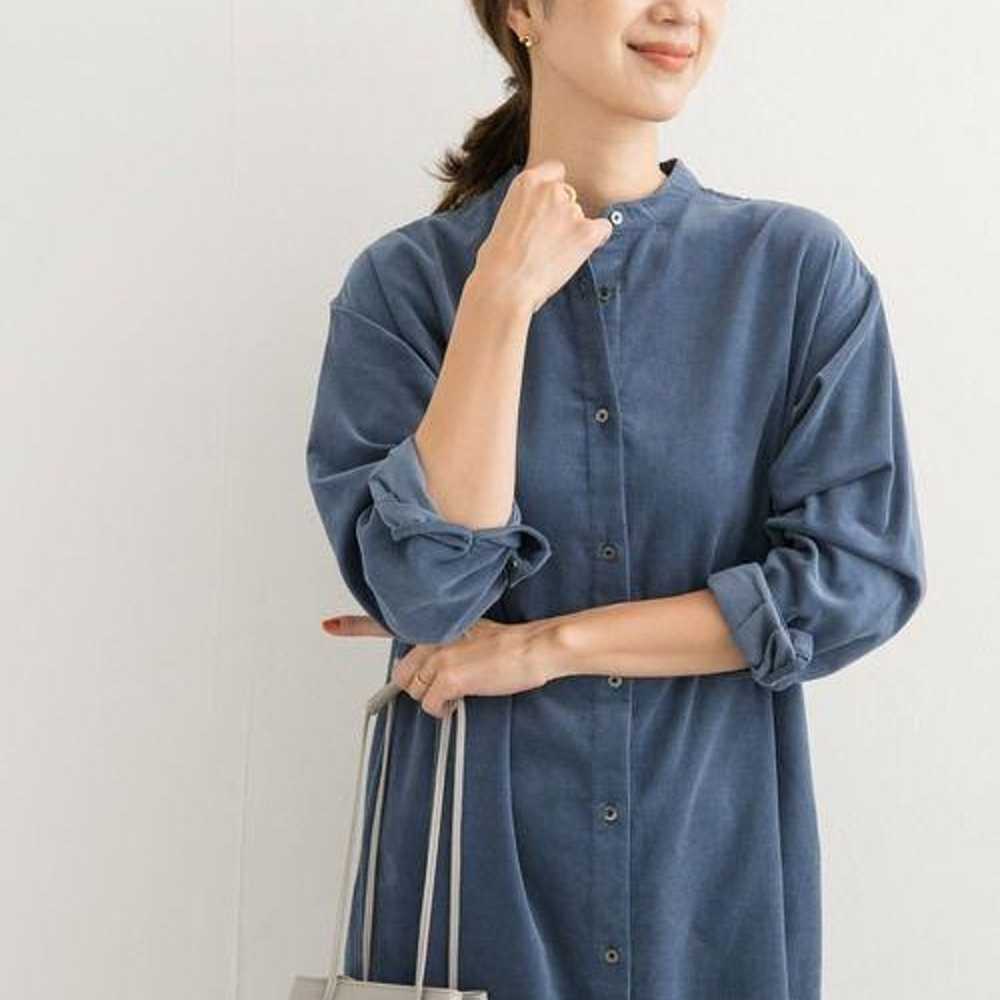 Urban Research Doors Corduroy Shirt Dress Blue S - image 5