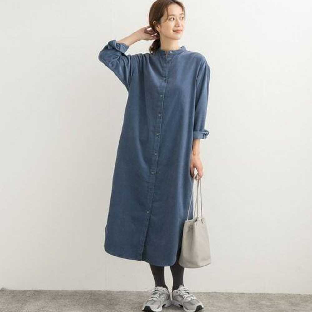 Urban Research Doors Corduroy Shirt Dress Blue S - image 6