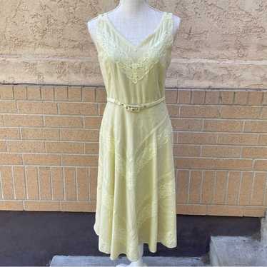 Adrianna Papell Yellow Sleeveless Cotton Lace Det… - image 1