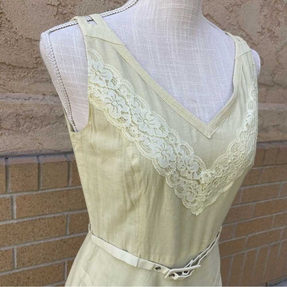 Adrianna Papell Yellow Sleeveless Cotton Lace Det… - image 5