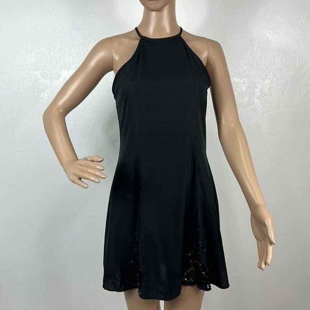 NBD Black Beaded Halter Neck A-line Mini Dress Si… - image 1