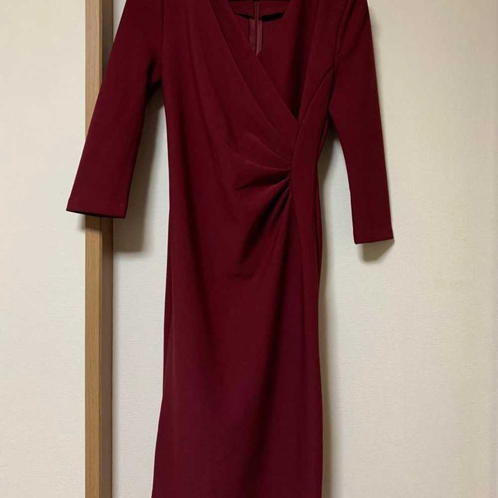 Burgundy Wrap Style Long Sleeve Dress - image 6