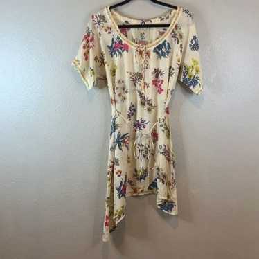 Johnny was cream floral silk tunic top