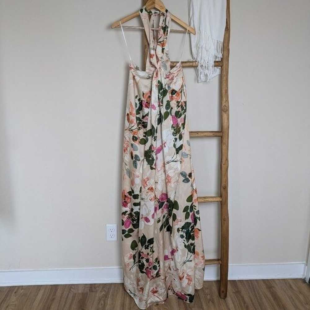 Aakaa Floral Satin Inspired Halter Maxi Dress Siz… - image 2