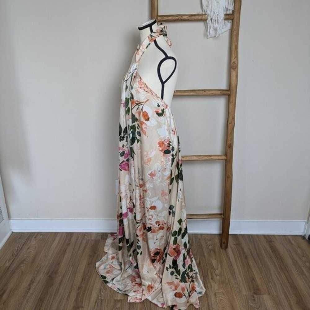 Aakaa Floral Satin Inspired Halter Maxi Dress Siz… - image 3