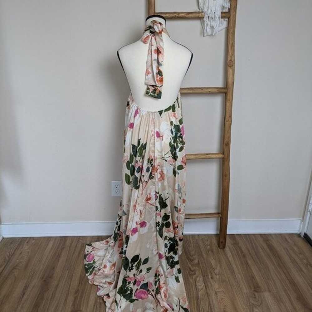 Aakaa Floral Satin Inspired Halter Maxi Dress Siz… - image 4