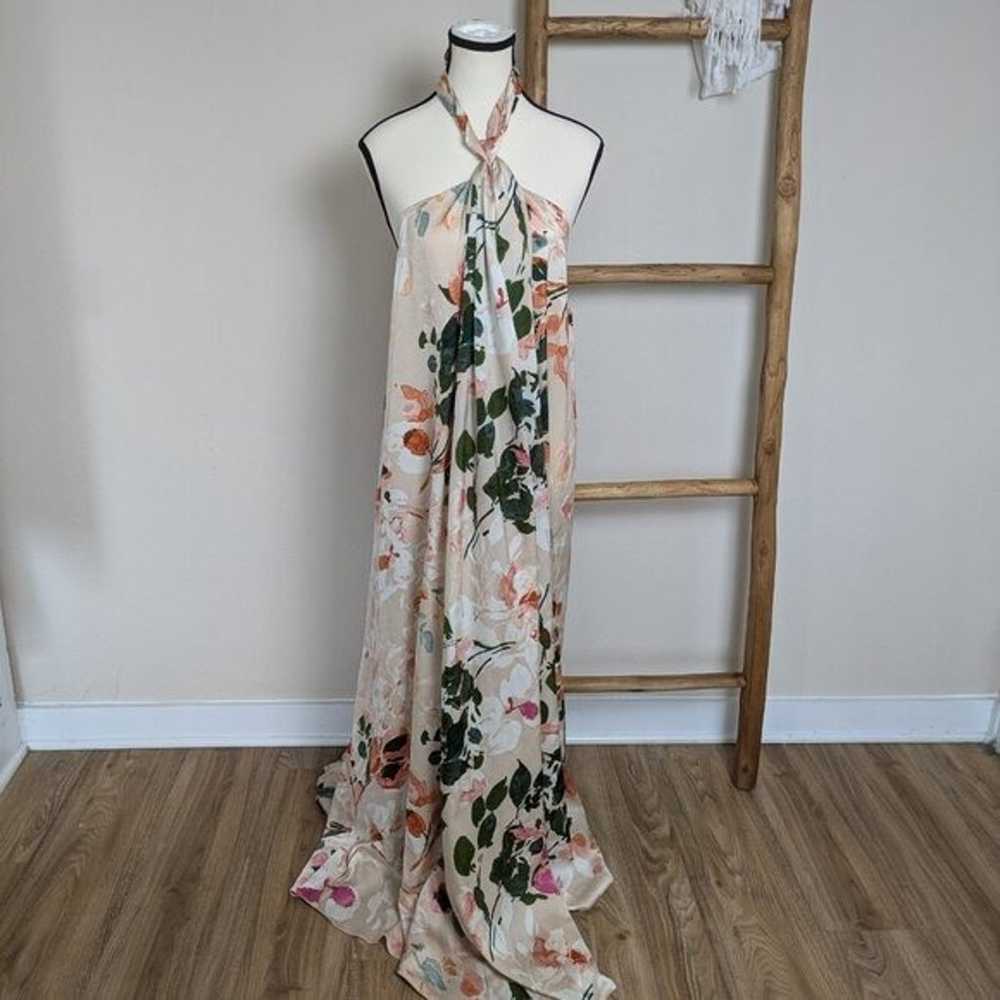 Aakaa Floral Satin Inspired Halter Maxi Dress Siz… - image 7