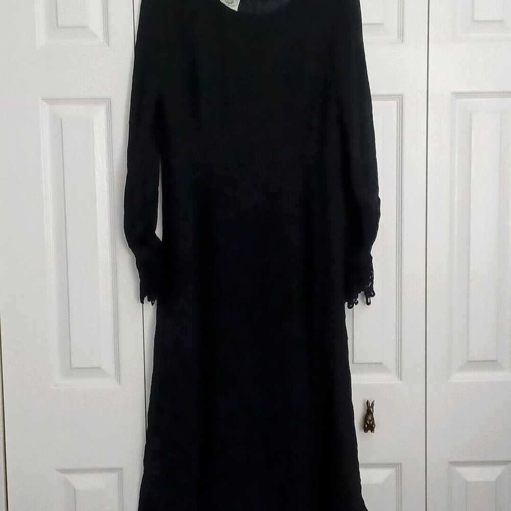 Laura Ashley Silk Evening Dress Black Long Sleeve… - image 1