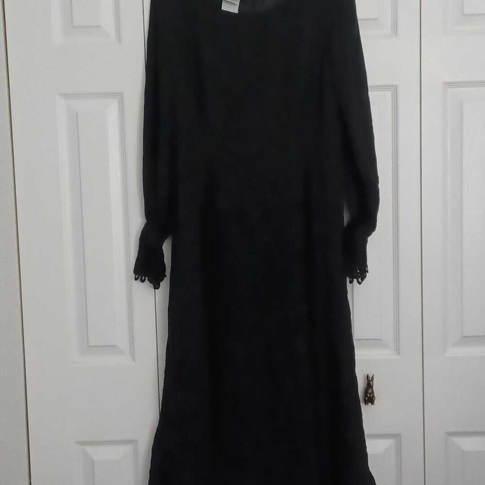 Laura Ashley Silk Evening Dress Black Long Sleeve… - image 2