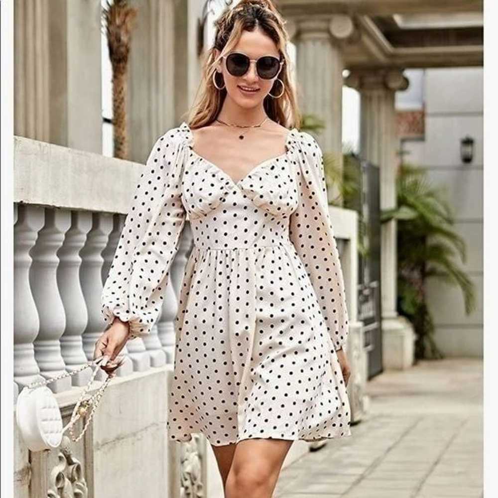 Polka Dot Off Shoulder Ruffled  Mini Dress - image 1