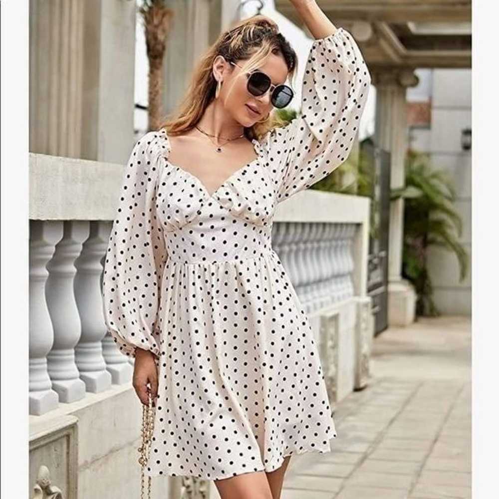 Polka Dot Off Shoulder Ruffled  Mini Dress - image 2