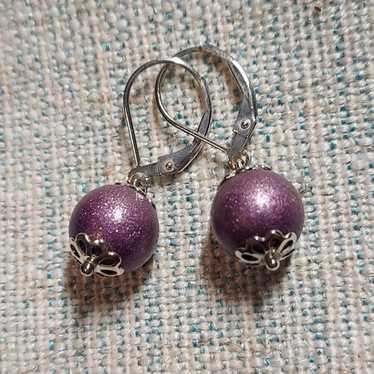 Vintage Brushed Sterling Silver Bead Earrings in … - image 1