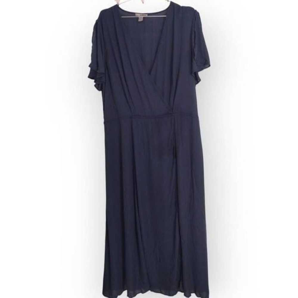 Love X Design Womens Maxi Sz 2X Navy VNeck Flutte… - image 1