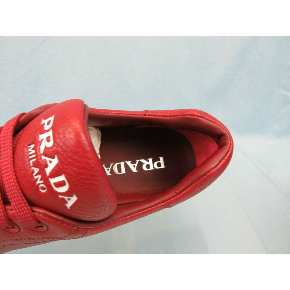 Prada 4E3507 RED TEXTURED LEATHER LOGO LOW TOP SN… - image 12