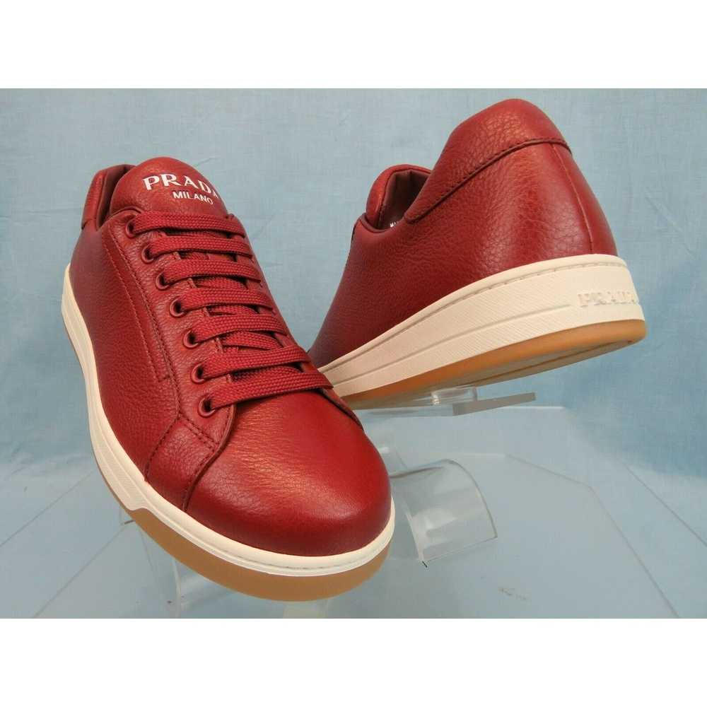 Prada 4E3507 RED TEXTURED LEATHER LOGO LOW TOP SN… - image 1