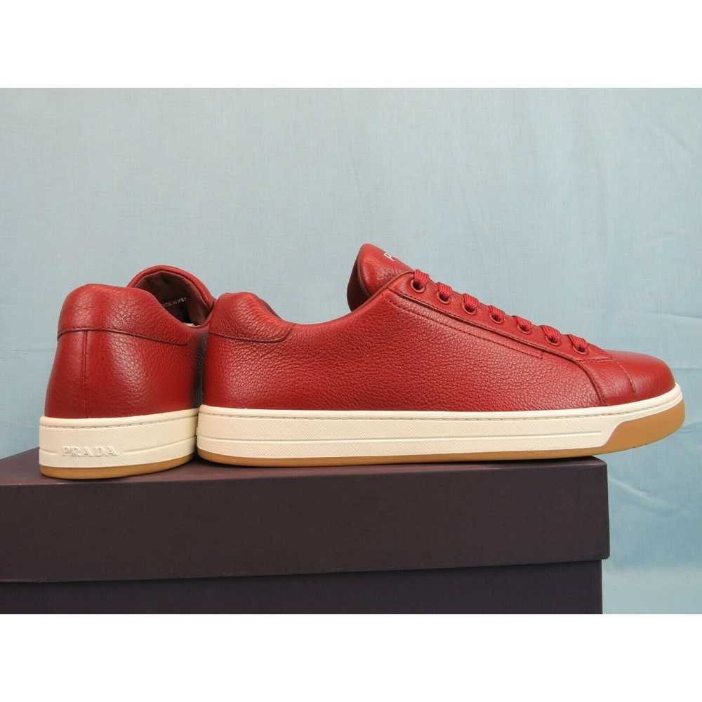 Prada 4E3507 RED TEXTURED LEATHER LOGO LOW TOP SN… - image 2