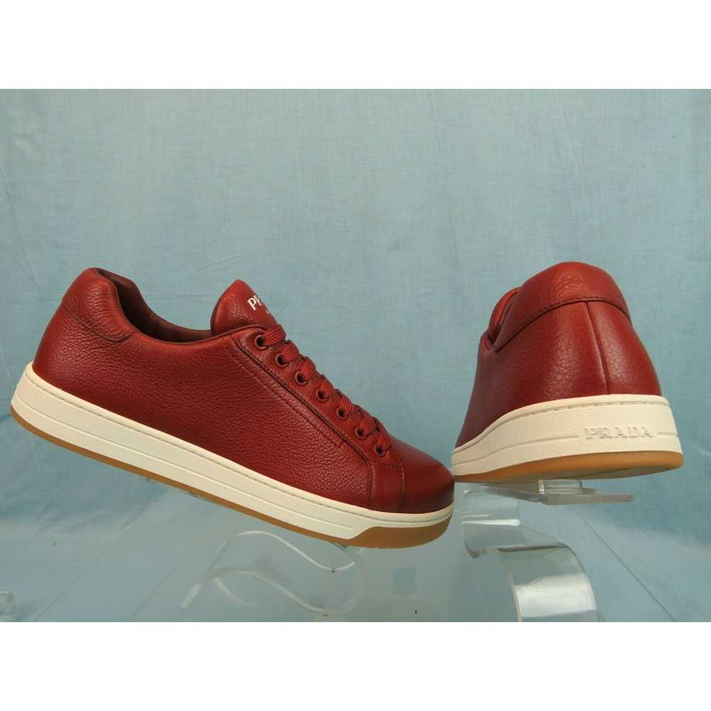 Prada 4E3507 RED TEXTURED LEATHER LOGO LOW TOP SN… - image 3