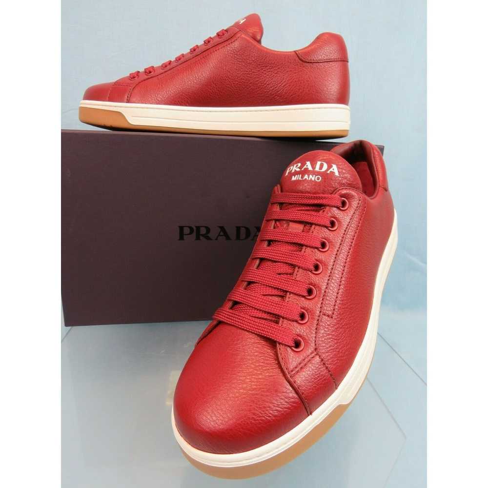 Prada 4E3507 RED TEXTURED LEATHER LOGO LOW TOP SN… - image 7