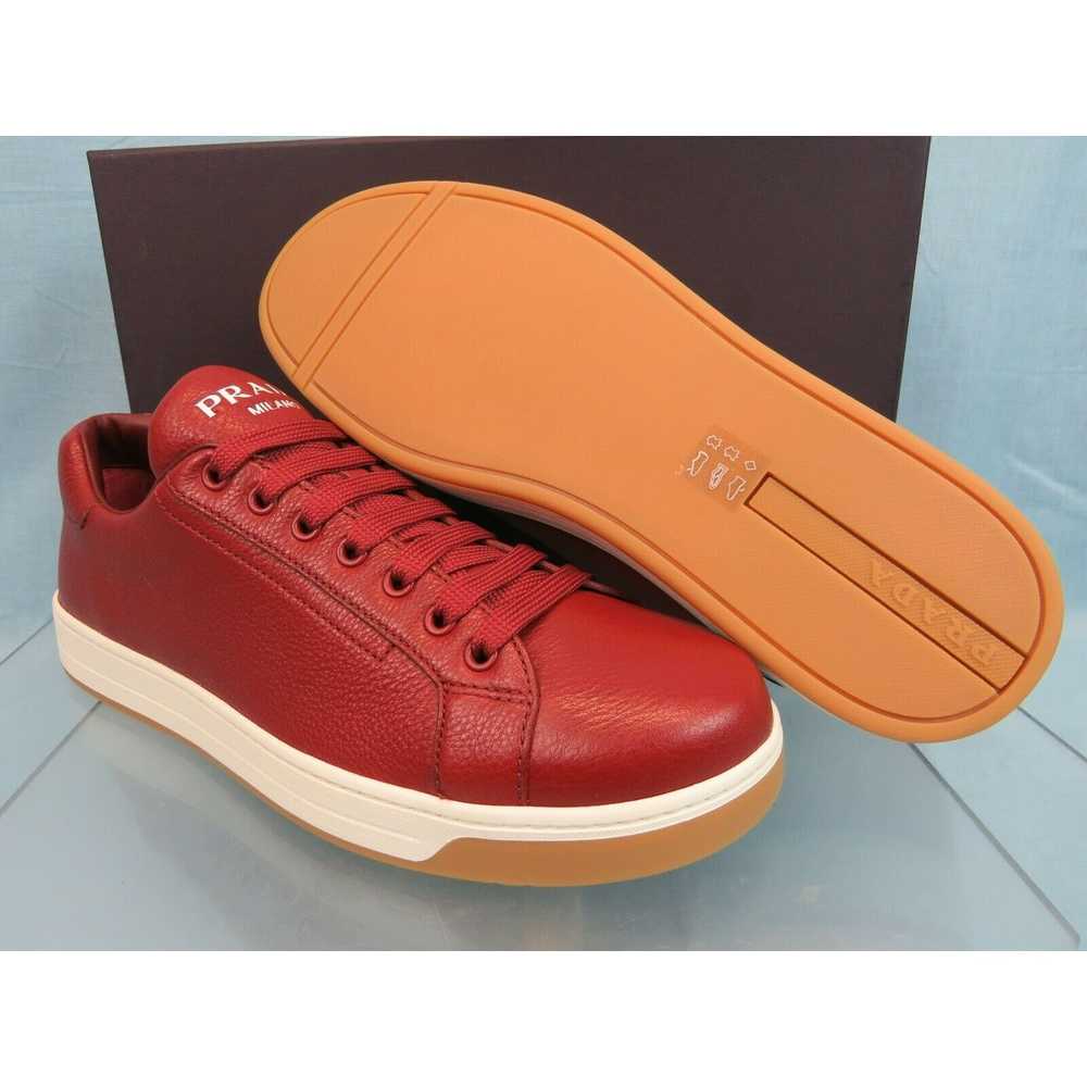 Prada 4E3507 RED TEXTURED LEATHER LOGO LOW TOP SN… - image 8