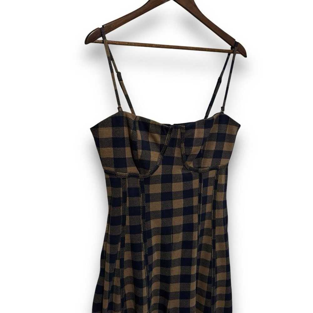 Free People Hold Me Tight Tan Navy Plaid Wide Leg… - image 5