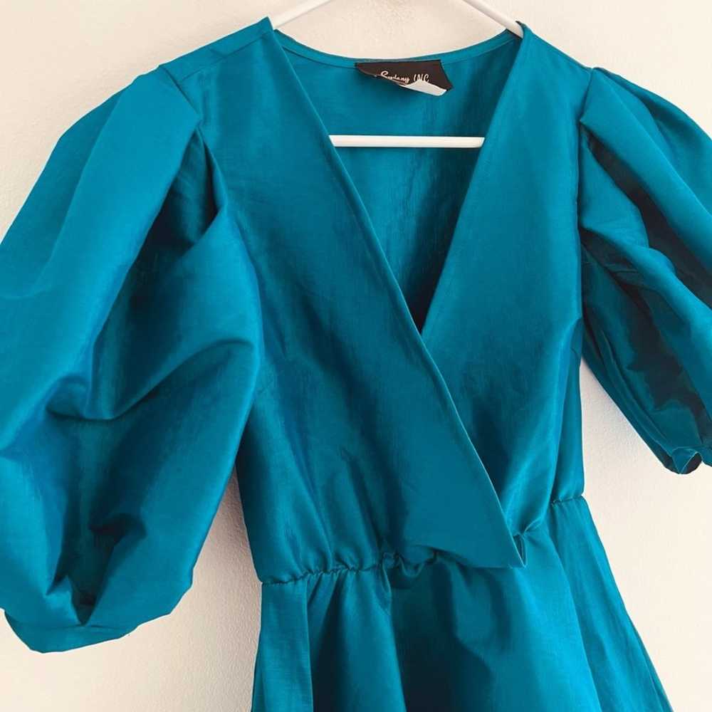 Vintage 90s Sydeny INC Blue Turquoise Mini A Line… - image 2