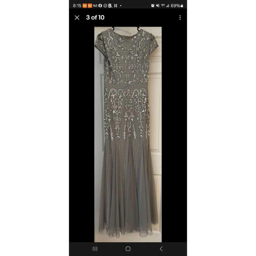 Adrianna Papell gray beaded sequins long gown dre… - image 10