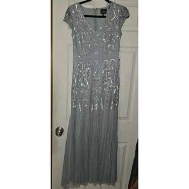 Adrianna Papell gray beaded sequins long gown dre… - image 1