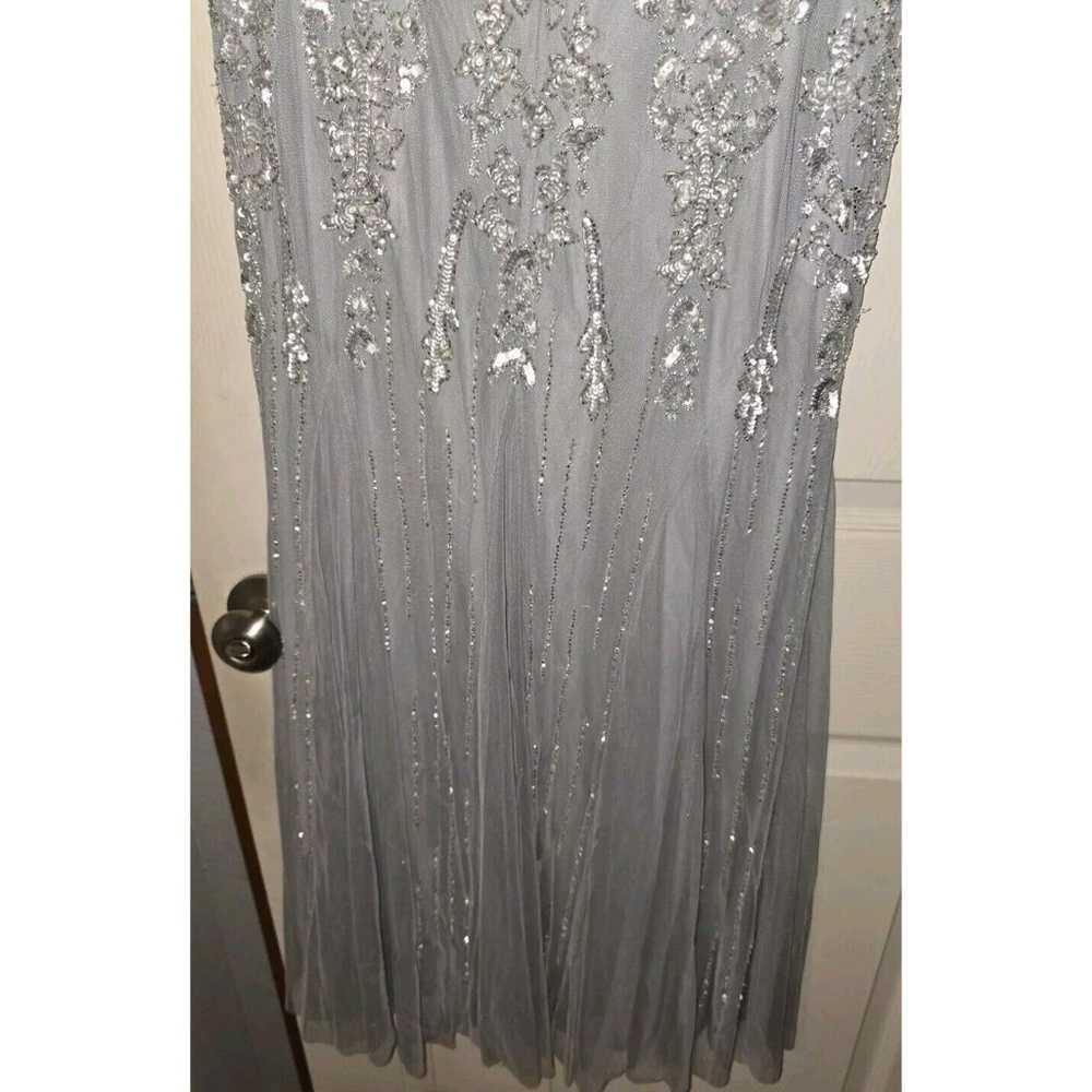 Adrianna Papell gray beaded sequins long gown dre… - image 4