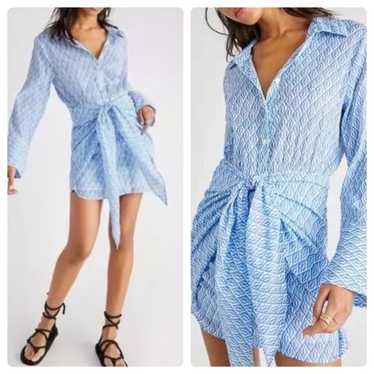 Free People Rillo Blue Beach Summer Button down Sh