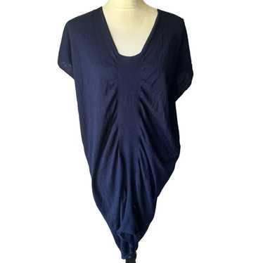 St. John Wool Blend Navy Ruched Midi Dress - S - image 1