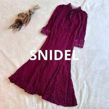 SNIDEL Bow Tie Lace One-Piece Long Dress Total Lac