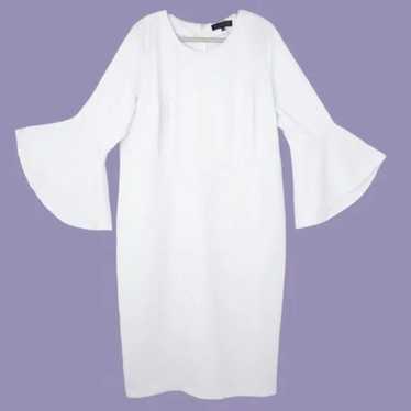 New!  Eloquii white Flare Sleeve Scuba Dress, 22 - image 1