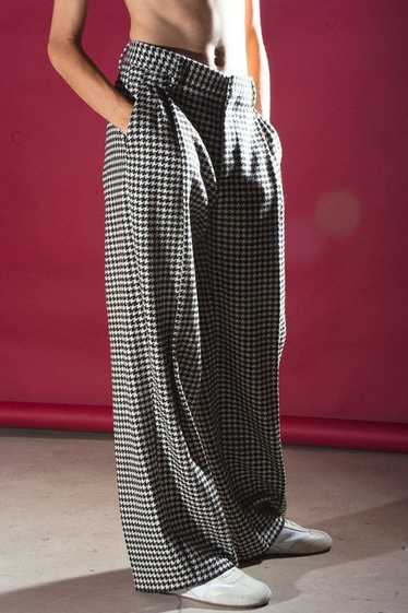 Loewe GRAIL Wide Leg Houndstooth Pleated Pants